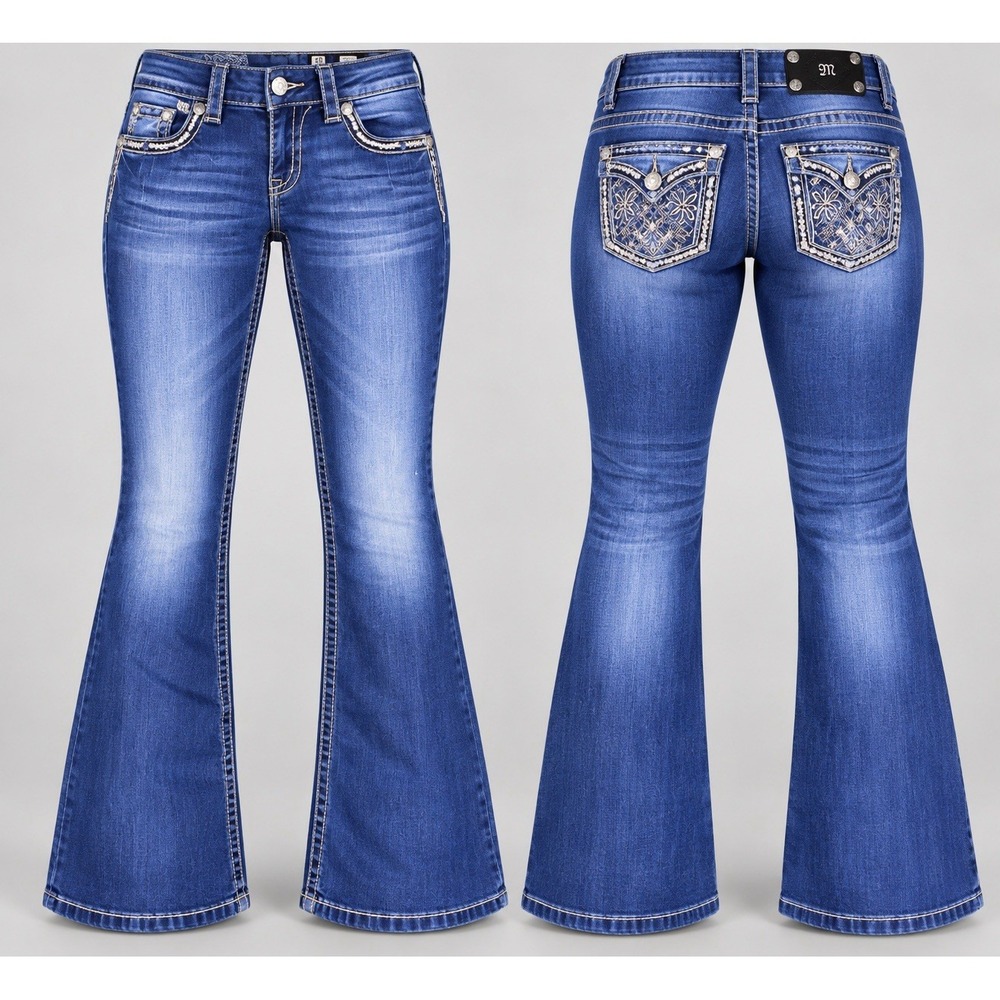Miss Me sig  Boot jeans  women 29x32 embroidered floral  thick stitch y2k